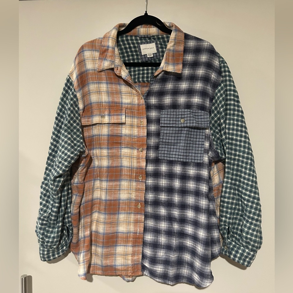 American Eagle Colorblock Flannel: women’s XL